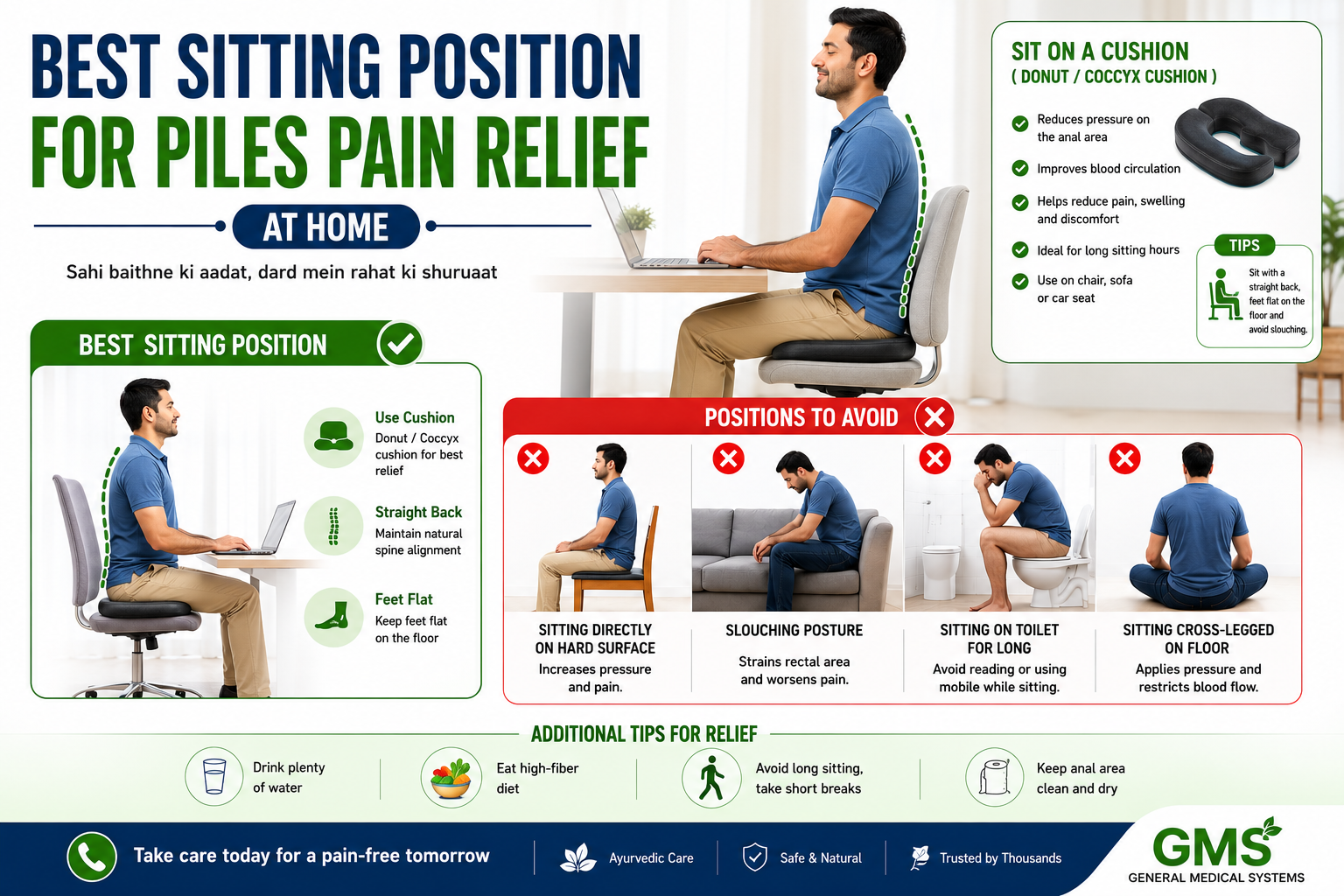 Best Sitting Position for Piles Pain Relief at Home